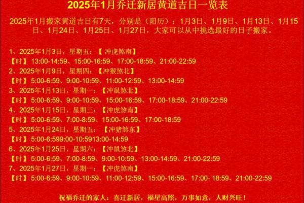 2025年7月份乔迁黄道吉日一览表(2025年1月17搬家入宅黄道吉日)